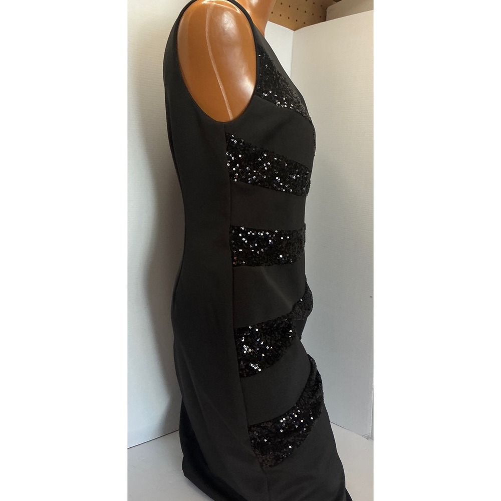 R&M Richard's Black Sequin Tiered Sheath Cocktail Dress Size 6 Formal NWT - Picture 4 of 16